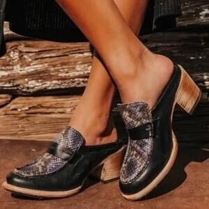 Freebird by Steven Collins Crocodile Loafer Boot Mule Open Heel Snake Shoes Sz 8
